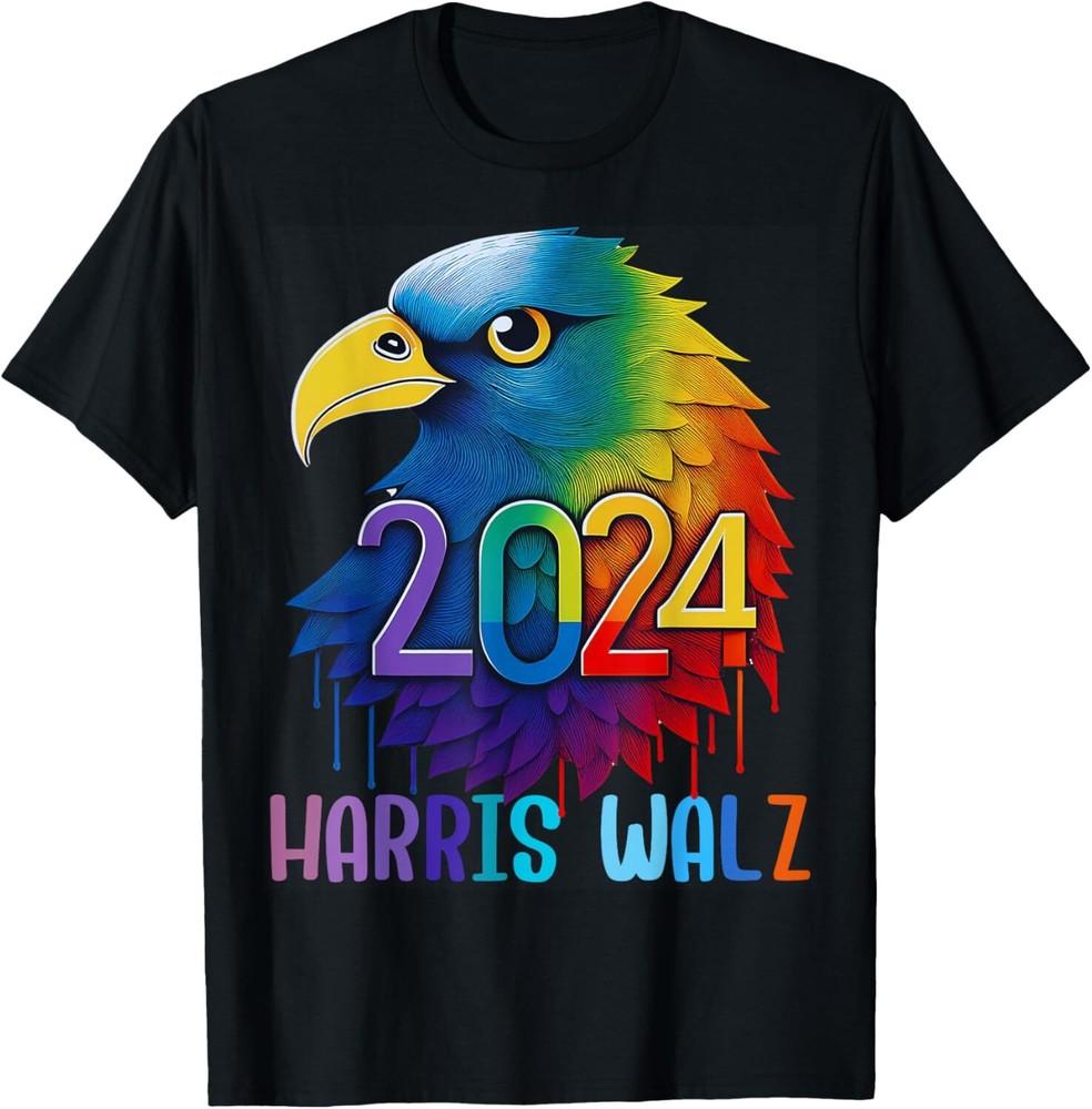 

Kamala Harris Tim Walz 2024 Peace LGBT Harris Walz Eagle T-Shirt Unisex T-Shirt XL