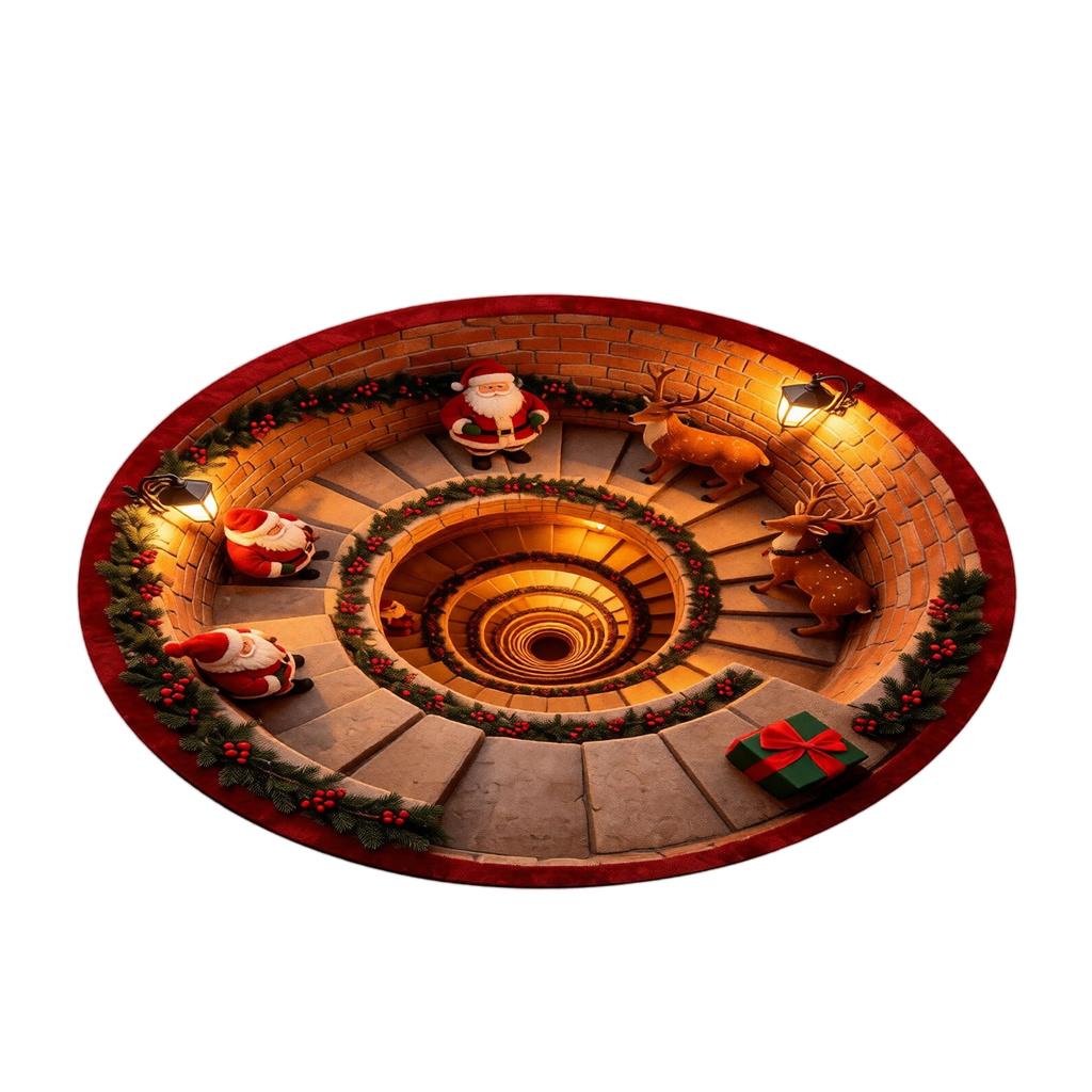 Christmas Round Velvet Area, Stain and Festive Floor for Home Decor
