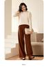 Women's Hand-Sewn 100% Pure Wool Sweater - Golden Camel Loose Knitwear, Autumn/Winter 2024, Round Neck Base Layer.