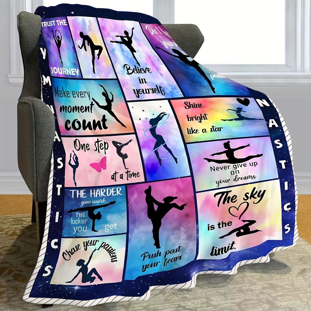 1pc Sport Girl Print Flannel Blanket, Soft Cozy Throw Blanket Nap Blanket For Travel Sofa Bed Office Home Decor, Birthday