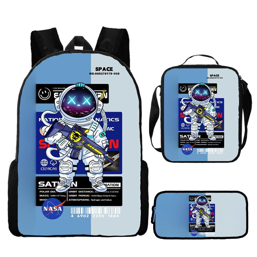 New Astronaut Spaceman Backpack for Kids School Cartoon Bookbag 3-Piece Set with Crossbody Bag Lightweight