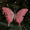 Velvet Butterfly Christmas Decor Flocking Simulation Christmas Butterfly Ornament 3D Glitter Sparkling Xmas Tree Decoration