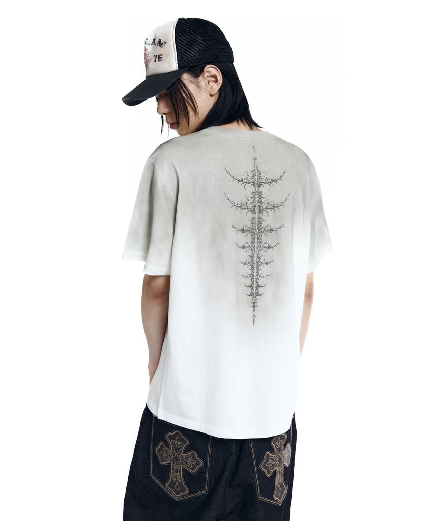 AAKAM Dirty Spray Bone Half Top (White)