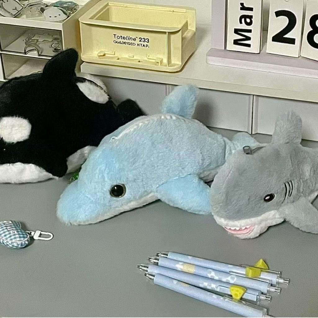 Delfin Späckhuggare Haj Gosedjur Pennskrin Med Stor Kapacitet För Studenter Och Barn