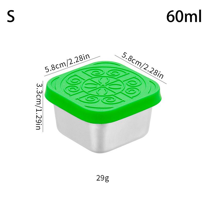 1/2 Pcs Stainless Steel Salad Box Snack Seasoning Container With Silicone Lids Leakproof Stackable Dressing Food Storage Box