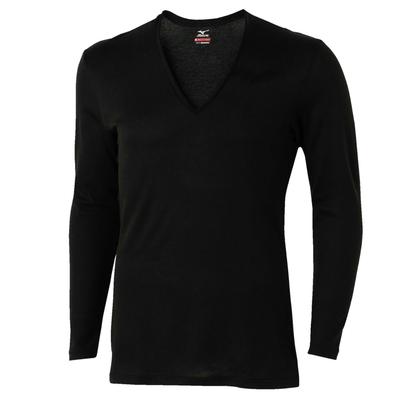 Premier Hot Innerwear Breath Thermo Medium Thick for Daily Sleeve Size C2JAC622 Use, Heat-Generating V-Neck 3/4 Shirt, Men's, Black, L,