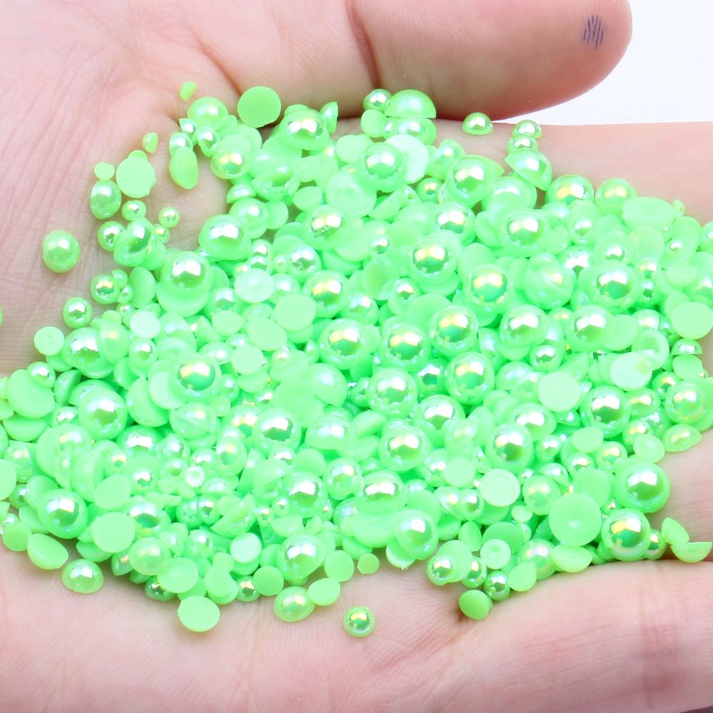 Resin Half Round Flatback Beads 2-6mm Mix Size Glue on Loose Rhinestones for Clothes Dresses DIY Crafts Scrapbook Decoration