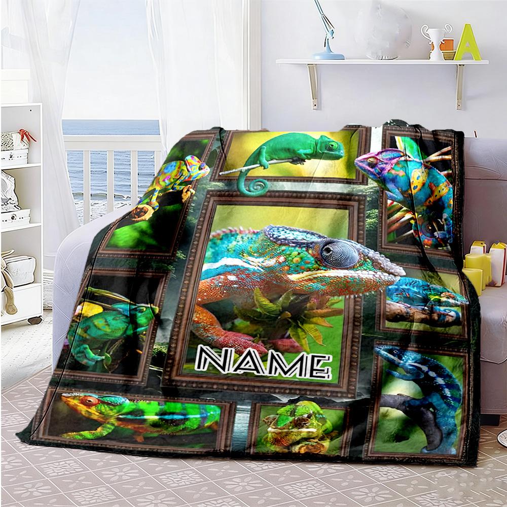 Lizard Customize Text Blanket Cozy Personalized Blanket Soft & Cozy Perfect for Home Decor Sofa Picnics Nap for All Occasions