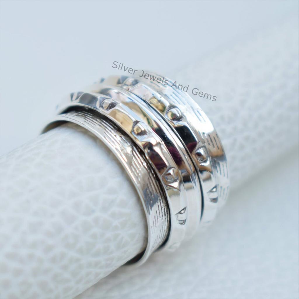 Handmade Sterling Silver Spinner Ring: Meditation Fidget Ring