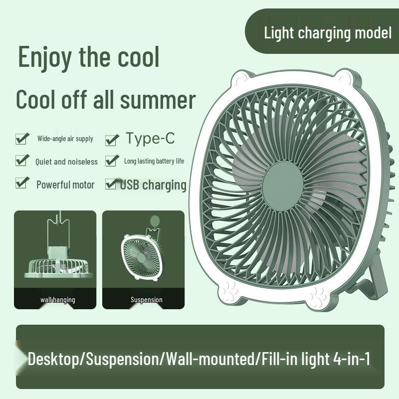 3-in-1 Silent Electric Fan: Desktop, Wall-Mounted, Folding, Dual-Use with USB Charging & Plug-In Options for Dorms & Homes.