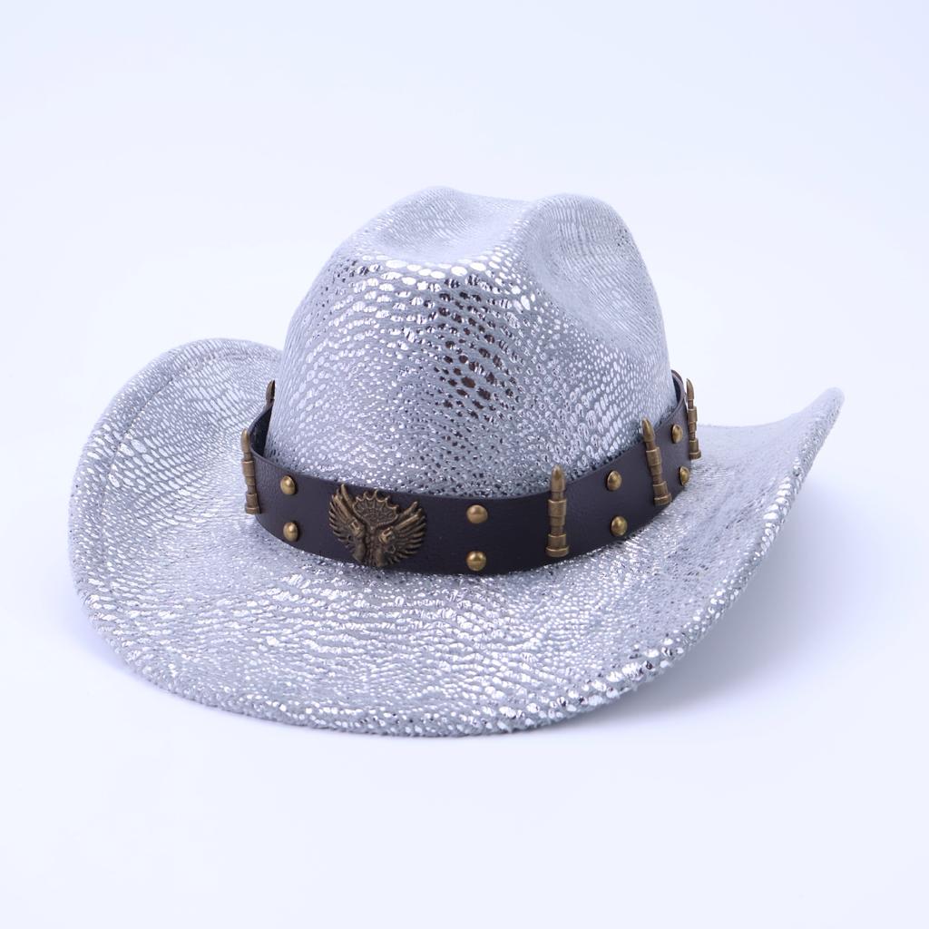 Vintage western cowboy hat party carnival imitation crocodile pattern jazz hat autumn and winter men's and women's high-end top hat