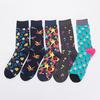 Brand New Men's Socks Colorful Combed Cotton Crew Socks Jacquard Striped Knee High Socks for Funny Men Business Casual Dress
