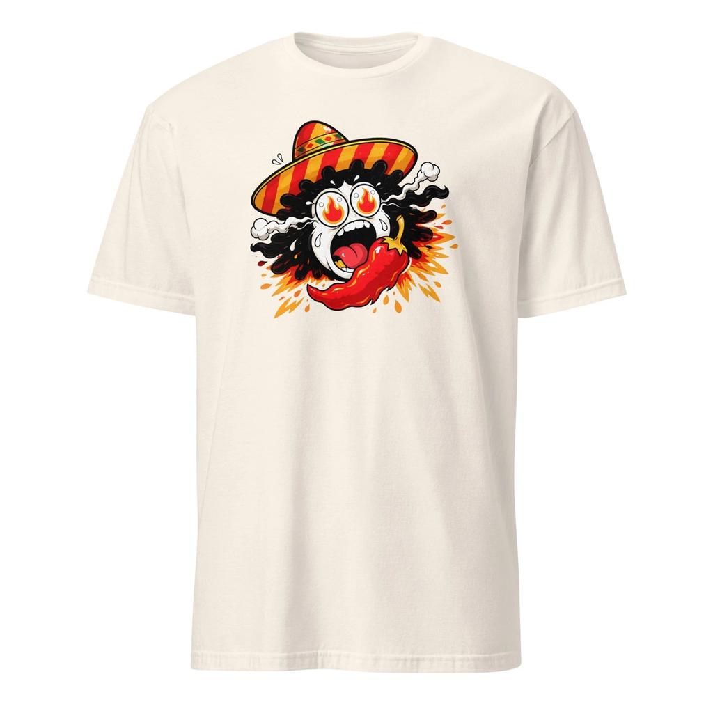 Funny Screaming Man Eating Spicy Chili Pepper T-T-Shirt - Bold Cartoon Graphic Tee