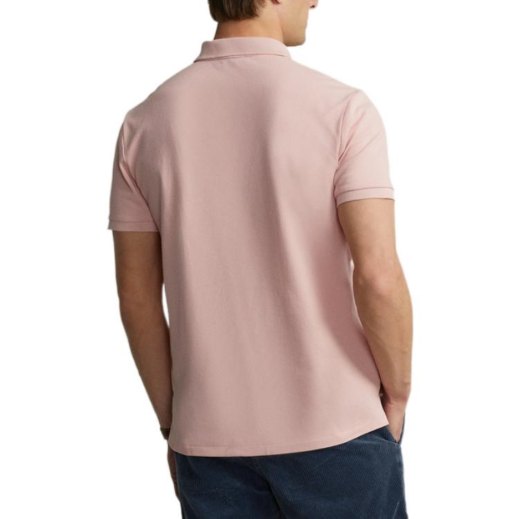 Polo Ralph Lauren SS22 Custom Slim Fit Solid Color Short Sleeve Polo Shirt With Brand Logo Embroidery Men Tops Pink MNPOKNI1N821827
