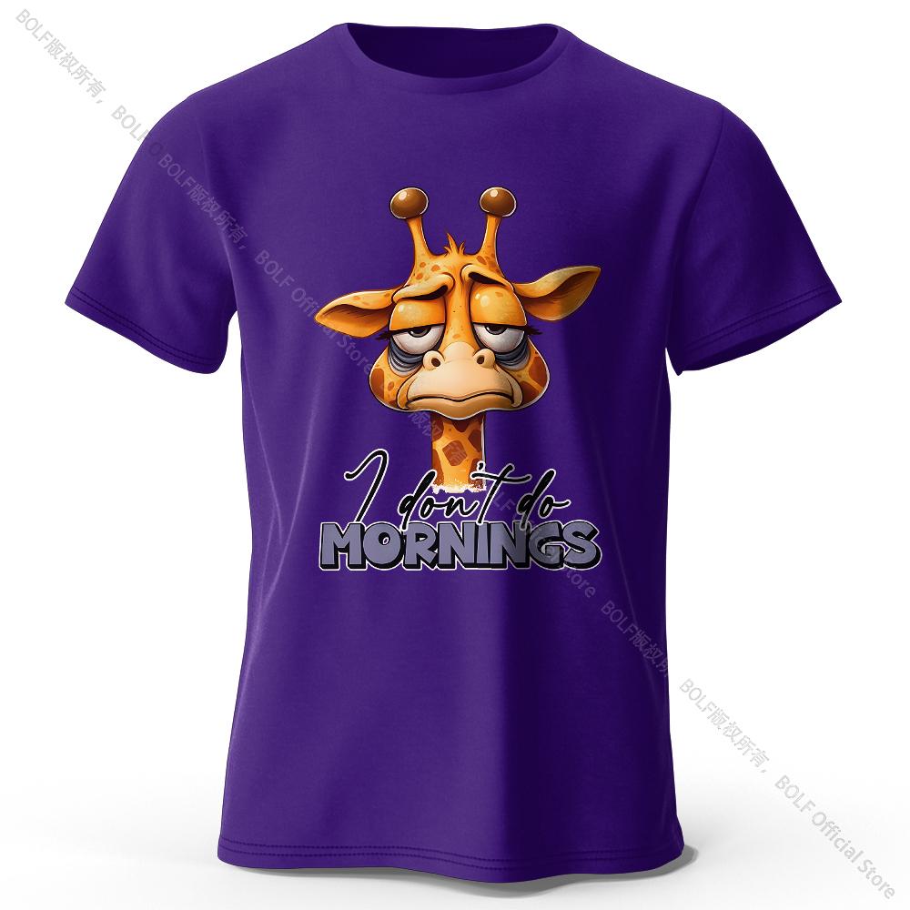 Summer Round Neck 3D Cartoon Giraffe Printed Top Fashionable Casual Short Sleeved Children's Boy T-shirts
