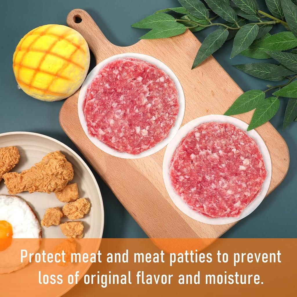 500 Pcs Hamburger Patty Paper, White Round Burger Patty Paper Sheets 5 Inch Non Stick Circle Smash Burger Separator Papers Pre-Cut Hamburger Baking