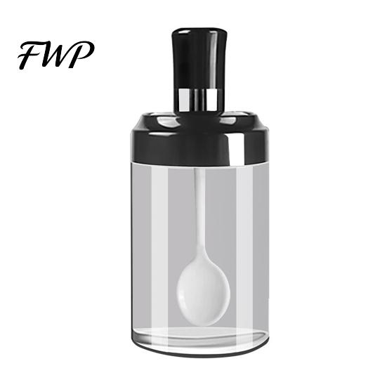 Corrosion-resistant Condiment Bottle Spice Jar with Spoon 250ml Glass Kitchen Seasoning High Borosilicate for Salt Sugar Leak-Proof Container