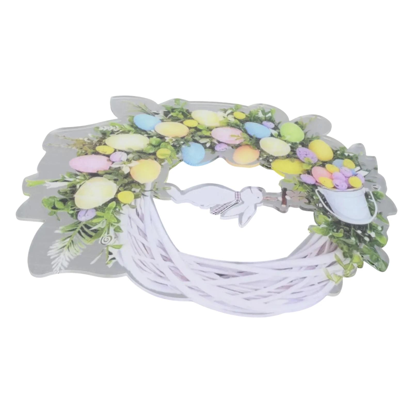 Acrylic Easter Wreath Pendant Charming Easter Flower Wreath Acrylic Decor For Spring Celebrations Spring-themed Decorations China Mainland