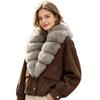 Winter new big fur collar real hair down jacket women's short thickened warm fox fur collar suede pie overcome