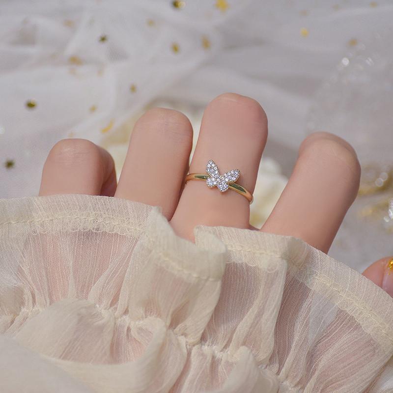 Punk Irregular Butterfly Rings For Women Liquid Metal Butterfly Earring Aesthetic Egirl Gothic Insect Open Rings Y2K Jewelry