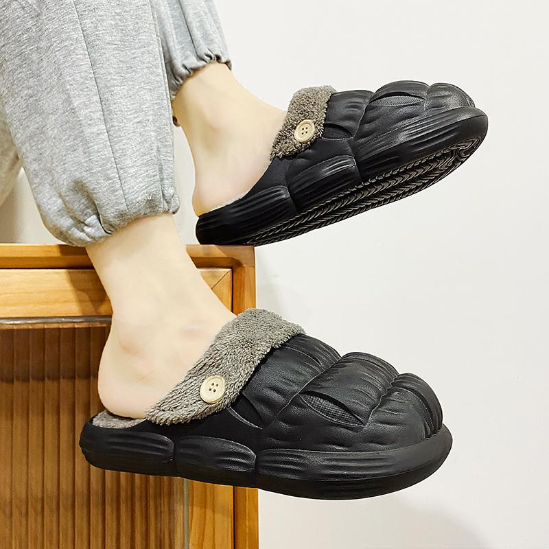 Vinter Par Lättvikt Plus Size Tjock Sula med Plyschisolering Bomull Tofflor Bekväma Mode Bomull Tofflor 36-45