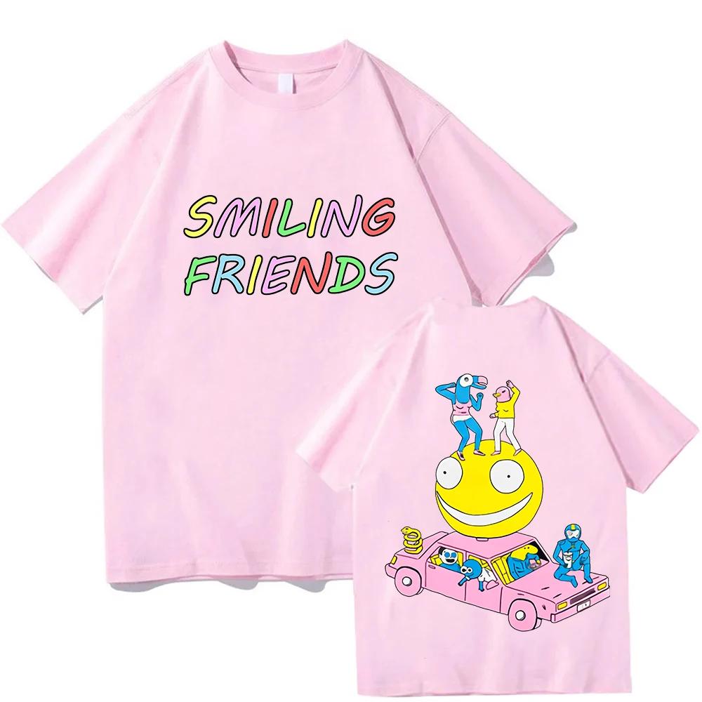 Smiling Friends Manga Graphic T-shirt Cotton Short Sleeve Loose Male Tshirts Unisex Streetwear Casual O-neck Fashion Men T Shirt
