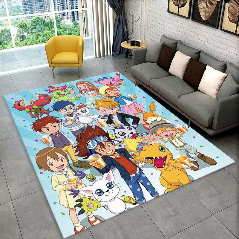 Digimon Adventure Angewomon Agumon Cartoon Carpet Rug for Bedroom Living Room Sofa Doormat Home Decor,Kid Area Rug Non-slip