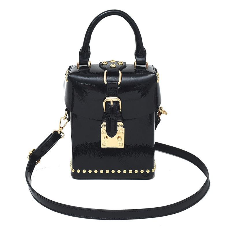 

Portable small square box bag, summer new sweet flip lock bag, shoulder messenger women s bag чорний