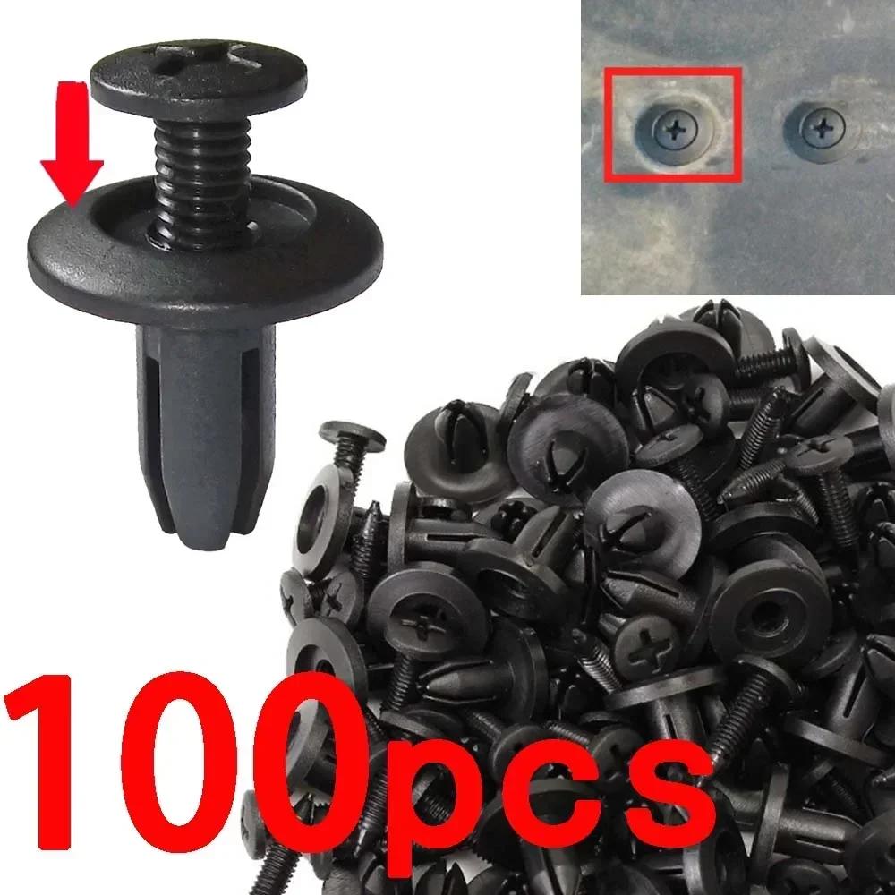 100pcs Plastic Rivets Fasteners Screw 8mm Car Bumper Fender Trim Panel Retainer Fasteners Clips Car Accessories