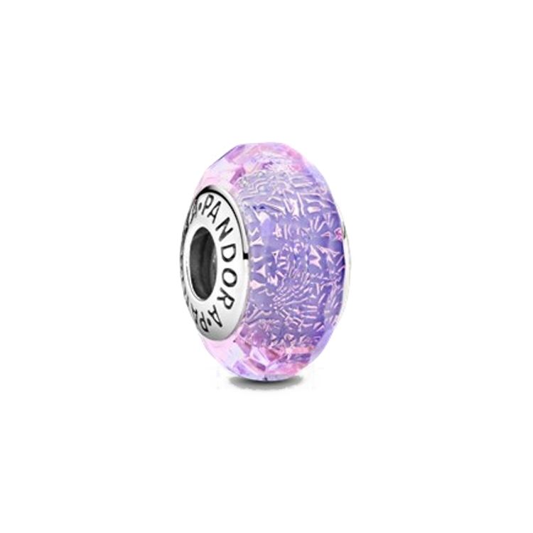 Pandora Murano Purple Glimmer Glass Charm Women Charm Silver 791651 Box