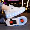 Boys Lights Sports Shoes Rubbing Shoes Charging /Disassembling Tow Wheels Slide Shoes LED Kids Glowing Sneakers