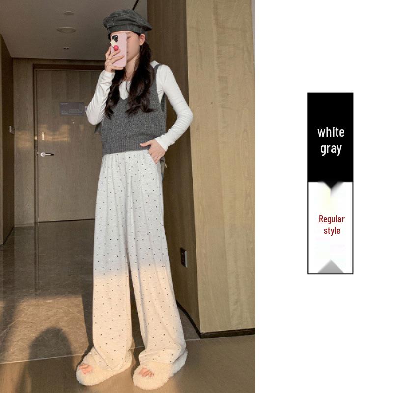 

Женские брюки с высокой талией в горошек с широкими штанинами - Мягкие, свободные и стильные для весны/осени Small