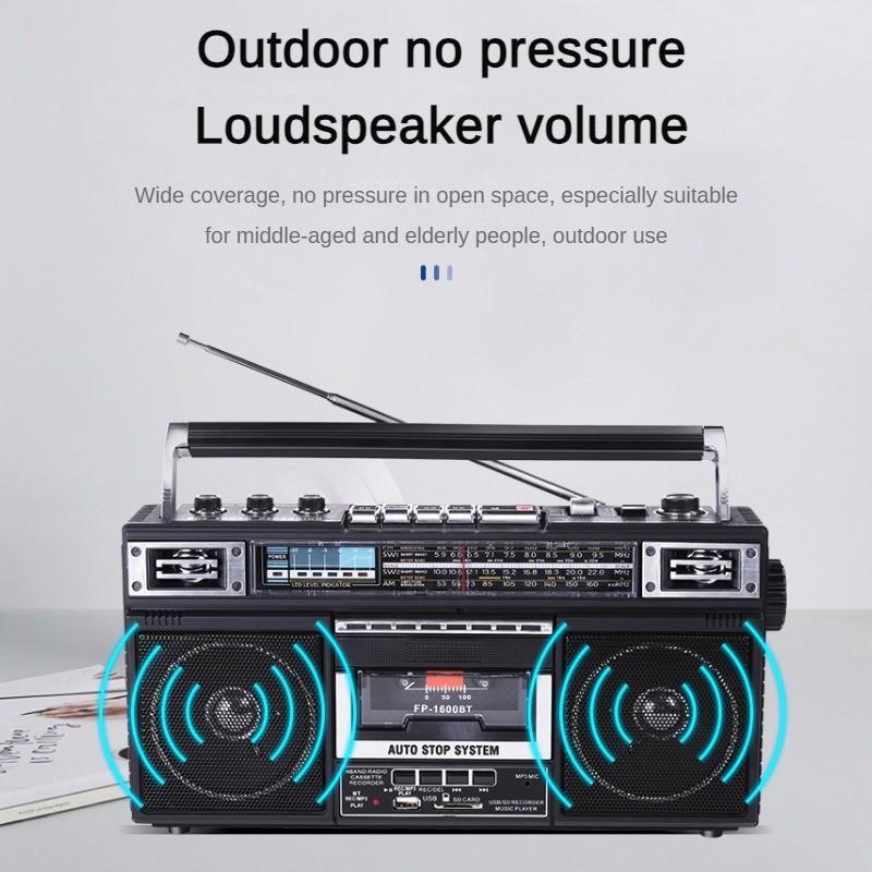 Portable Three Band Old Cassette Radio Bluetooth USB Flash Drive SD Card Multifunctional Recorder 340*165*93mm