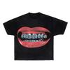 Labbra Chic Denti Dorati Vintage T-shirt Rock Goth Casual Estiva Manica Corta High Street Oversize T-shirt Harajuku Stampa Grafica