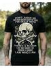 Men'S Digital Print T-Shirt, Fashion Skull Digital Pattern Print Men'S Graphic Tee, White Skull And Skeleton Design Casual Comfortable Top, Men'S