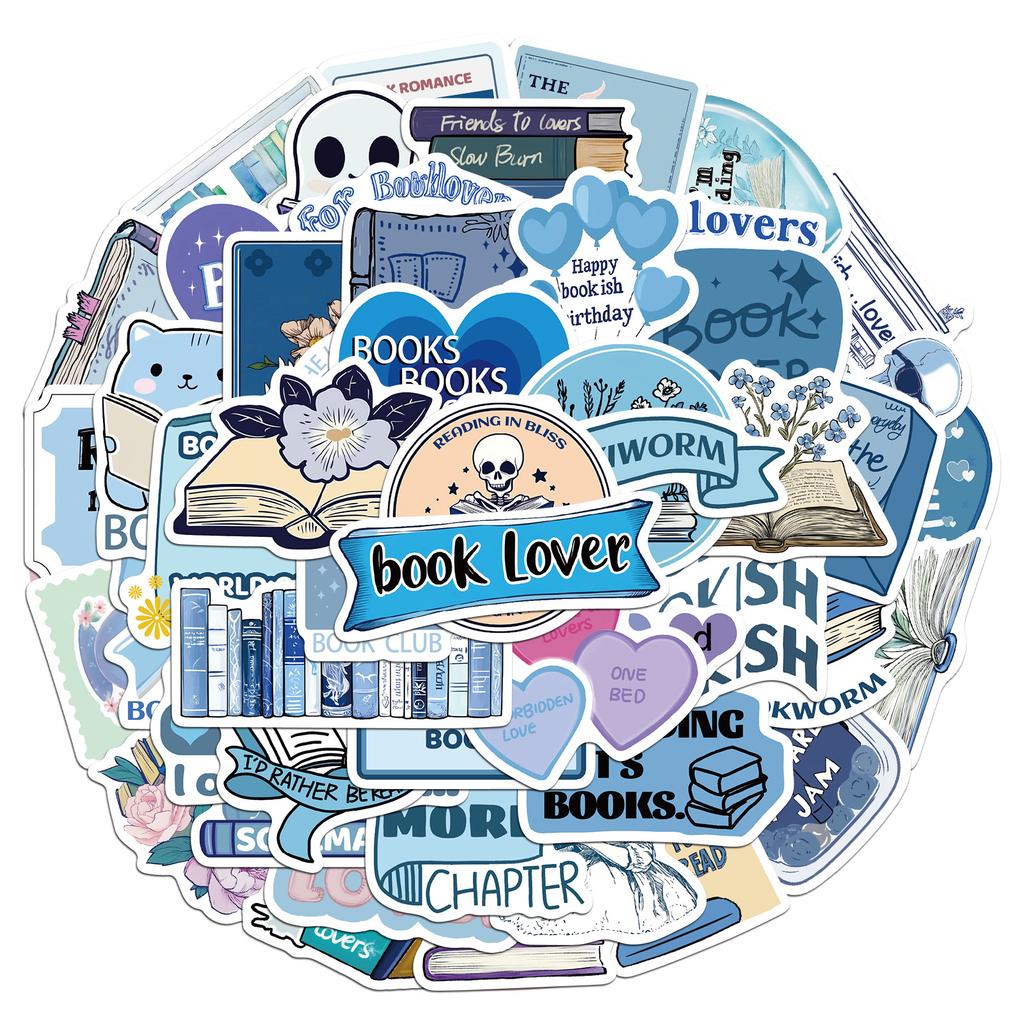 10/25/50 Stück Blaue Buchliebhaber Lese Buchliebhaber Sticker Graffiti für Wasserdichtes DIY Scrapbooking Handy Laptop Aufkleber Koffer