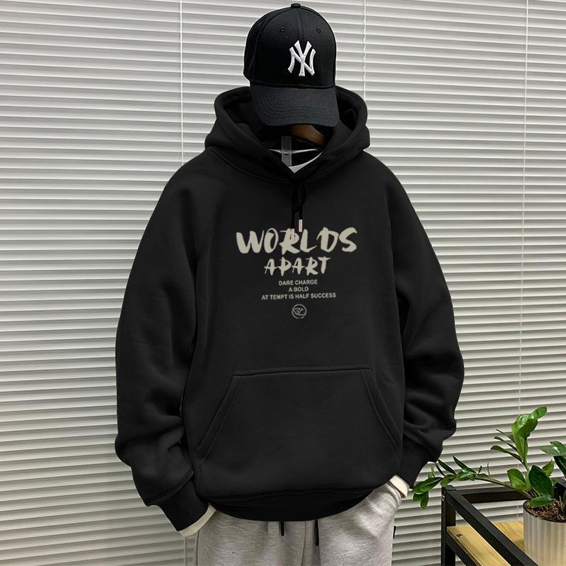 Korean Style Winter Hooded Sweatshirt for Boys: Thick, Versatile, Plus Velvet Pullover