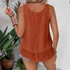 Summer New Women's Vest Suspender Sleeveless Double Layer Ruffle Hem Daily Wear for Travel and Vacation