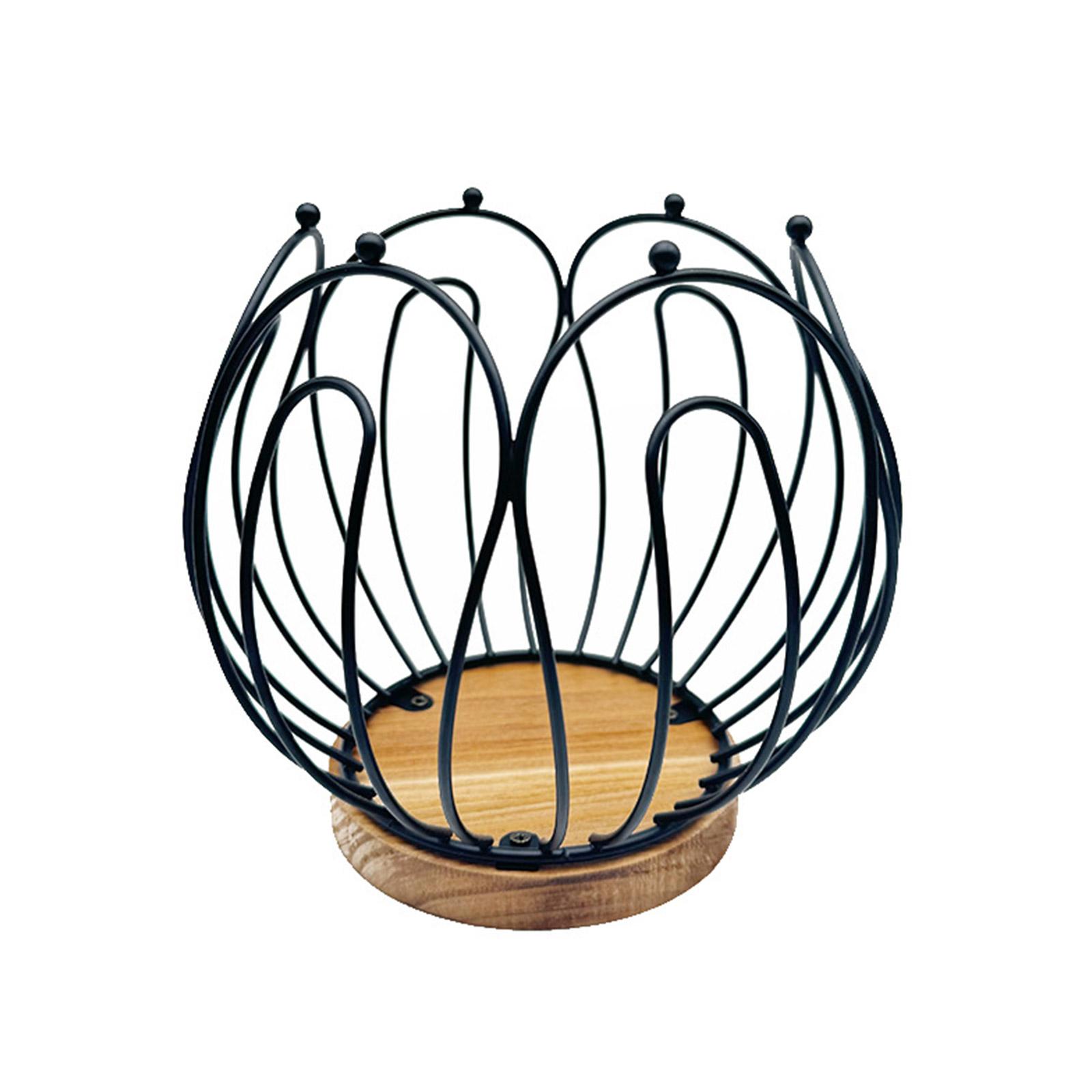 

Vintage Coffee Capsule Holder With Wooden Base Large Capacity Wire Pod Organizer Espresso Capsule Storage Tray A чорний