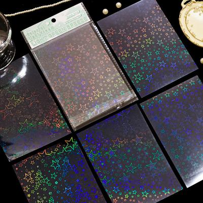 6 lapai irizuojančių svajonių holografinių lipdukų dienoraščiams, vandeniui atsparūs lipdukai scrapbookingui, permatomas pagrindas koliažams, sandarinimui, dekoravimui