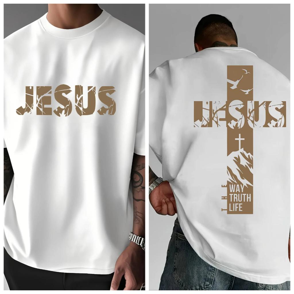 Summer Christian Jesus Cross Printed Tshirt S6xl Shortsleeved Unisexs Tshirt With Faith Theme Loose And Trendy Top Tees