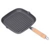 Cast Iron Steak Pan Wooden Handle Steak Griddle Kitchen Cookware Grill Pan  Indoor & Outdoor