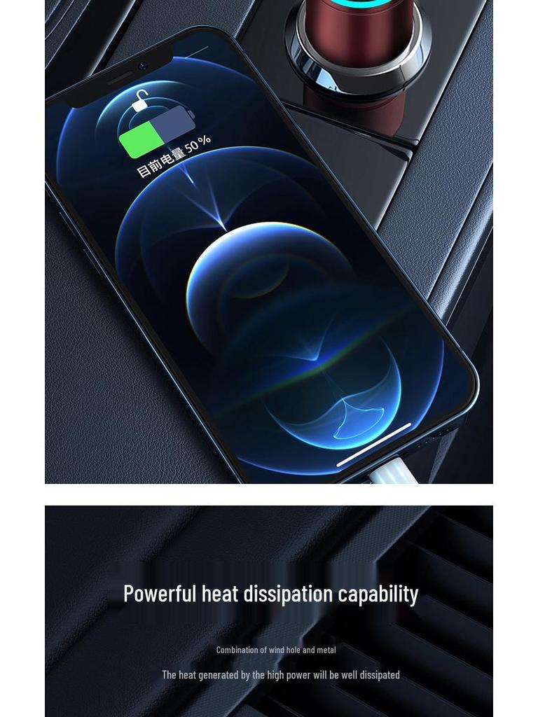 100W rychlá nabíječka do auta pro Apple, Samsung, Huawei - kompatibilní s PD pro mobilní telefony a notebooky