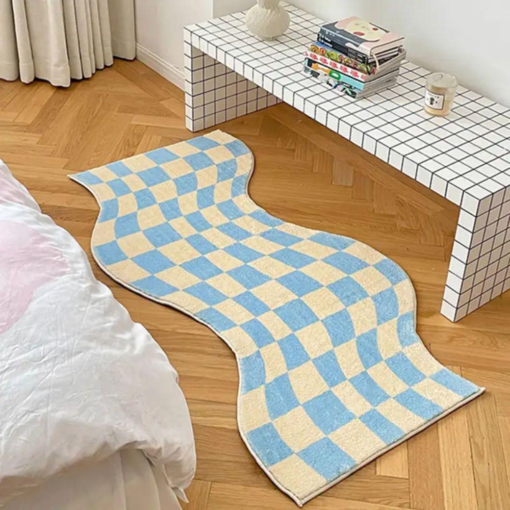 

Irregular Checkered Rug Cute Girl s Bedroom Bedside Rug Soft and Comfortable Living Room Floor Mat Home Decor 40x120cm