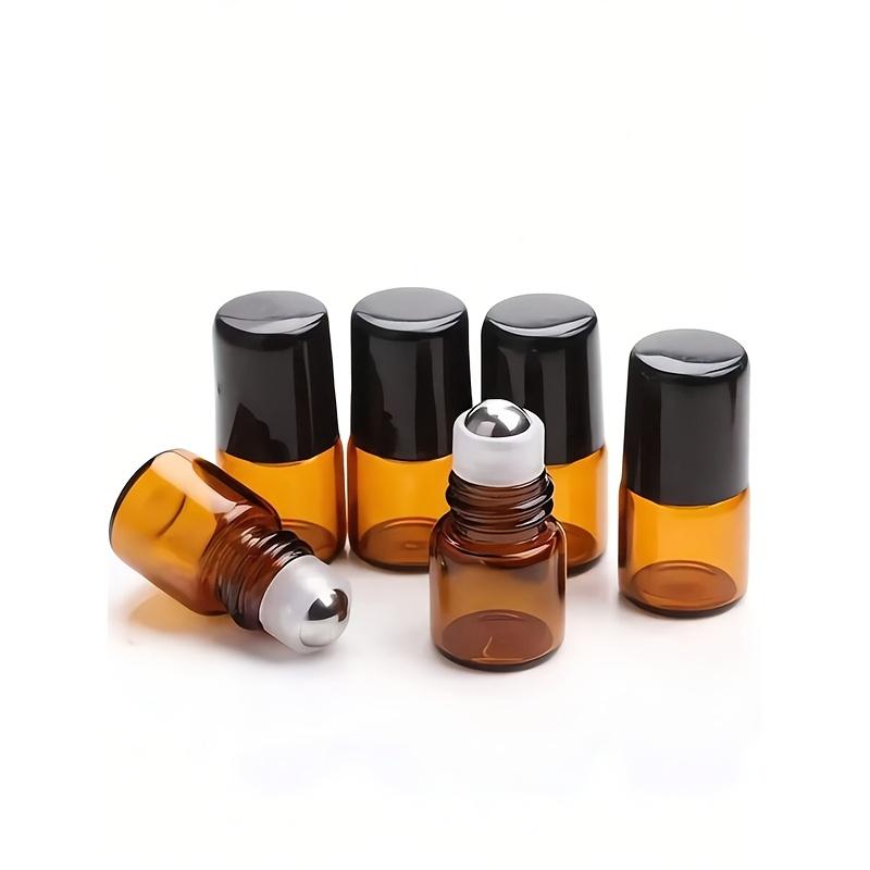4pcs 0.03/0.07/0.1/0.17oz Amber Roller Bottles,Empty Rollerball Essential Oil Bottles,Perfume Dispensers,Transparent Waterproof Rollerball Bottles