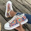 Bold Patchwork Color Collision 2025 New Canvas Comfortable Casual Sleeve Women's Shoes Sunflower Gothic Style