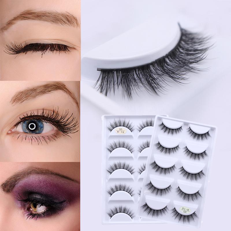 Buy 5 Pairs Makeup Mink False Eyelashes Soft Long Black Natural Eye