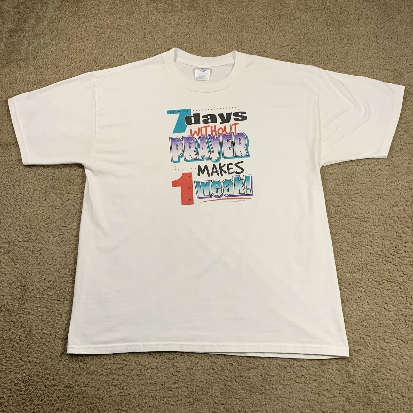 Jerzees XL White Short Sleeve Jesus T Shirt God Religious Quote Vintage 90s M