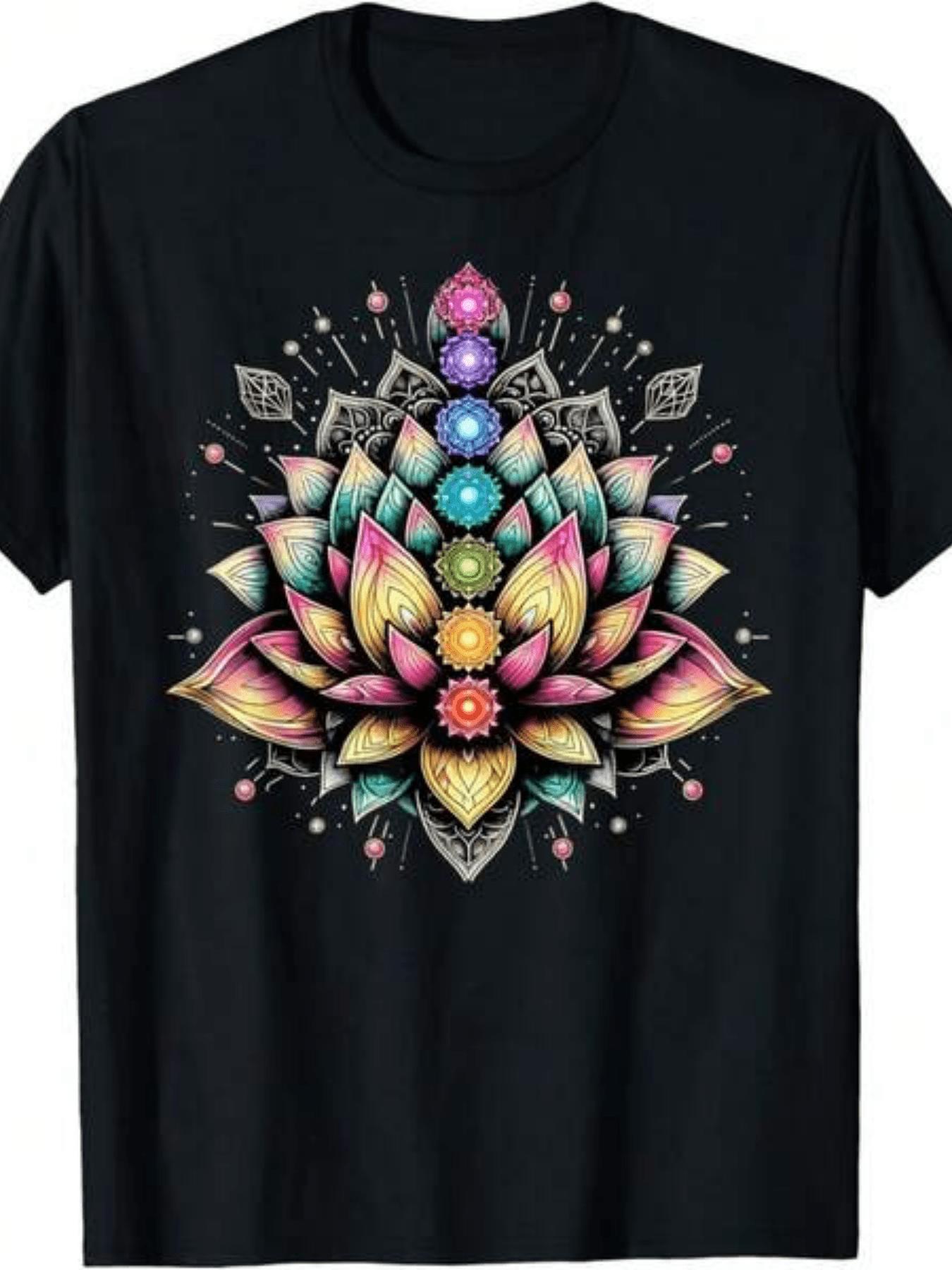 

Chakra for Lotus Flower Spiritual Yoga Lover TShirt Comfortable Graphic Print Shirt All-Season for Everyday & Outdoor Activities, PLUS SIZE 5XL різнокольоровий