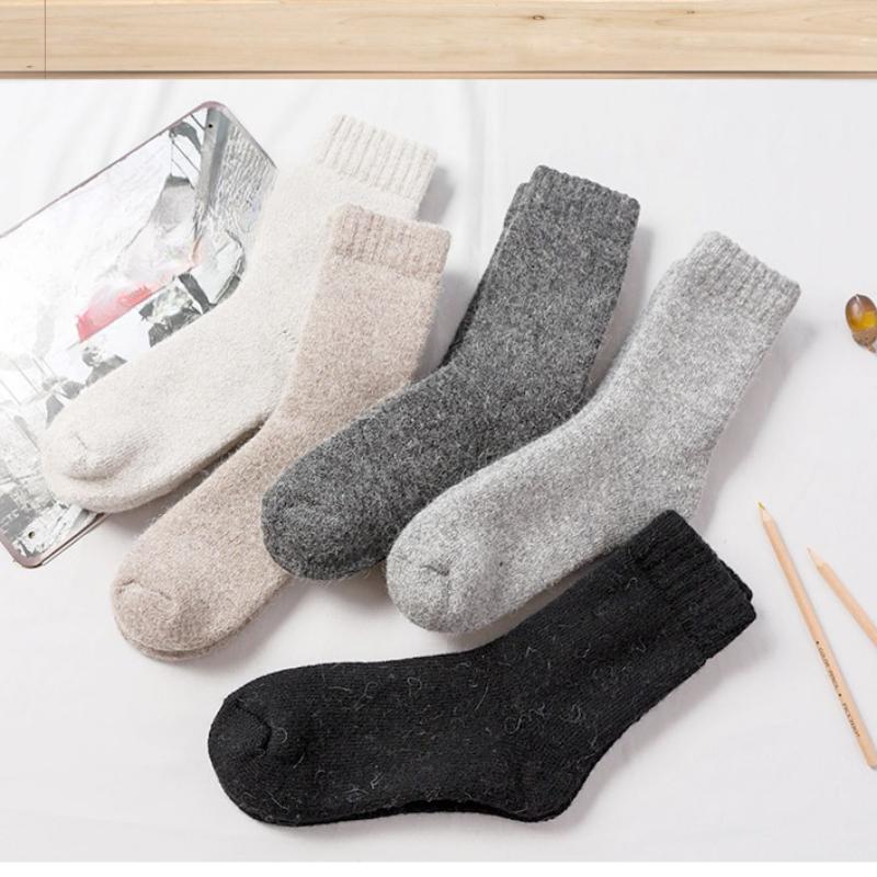 Women's Casual Thick Thermal Socks Pure Color Thickened Fleece Wool Sock
